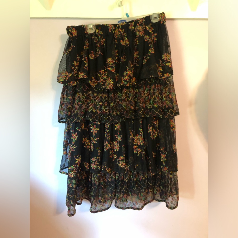 Anthropologie tiered midi skirt eri and ali brand sz XL